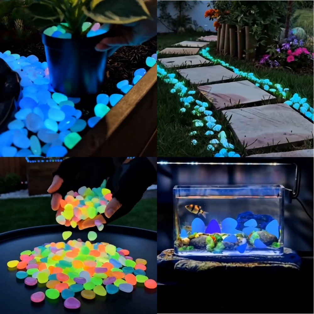 Aquarium Plant Light - Karanlıkta Parlayan Renkli Taşlar, Bahçe Taşları,